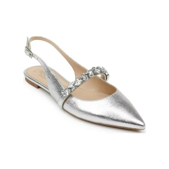 Jewel Badgley Mischka Shoes - Jewel BADGLEY MISCHKA Silver Flats with Crystals- NWOT